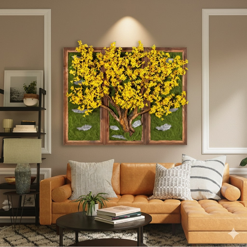 3D Jasmine Wall Tableau – Yellow | Bonavi Design